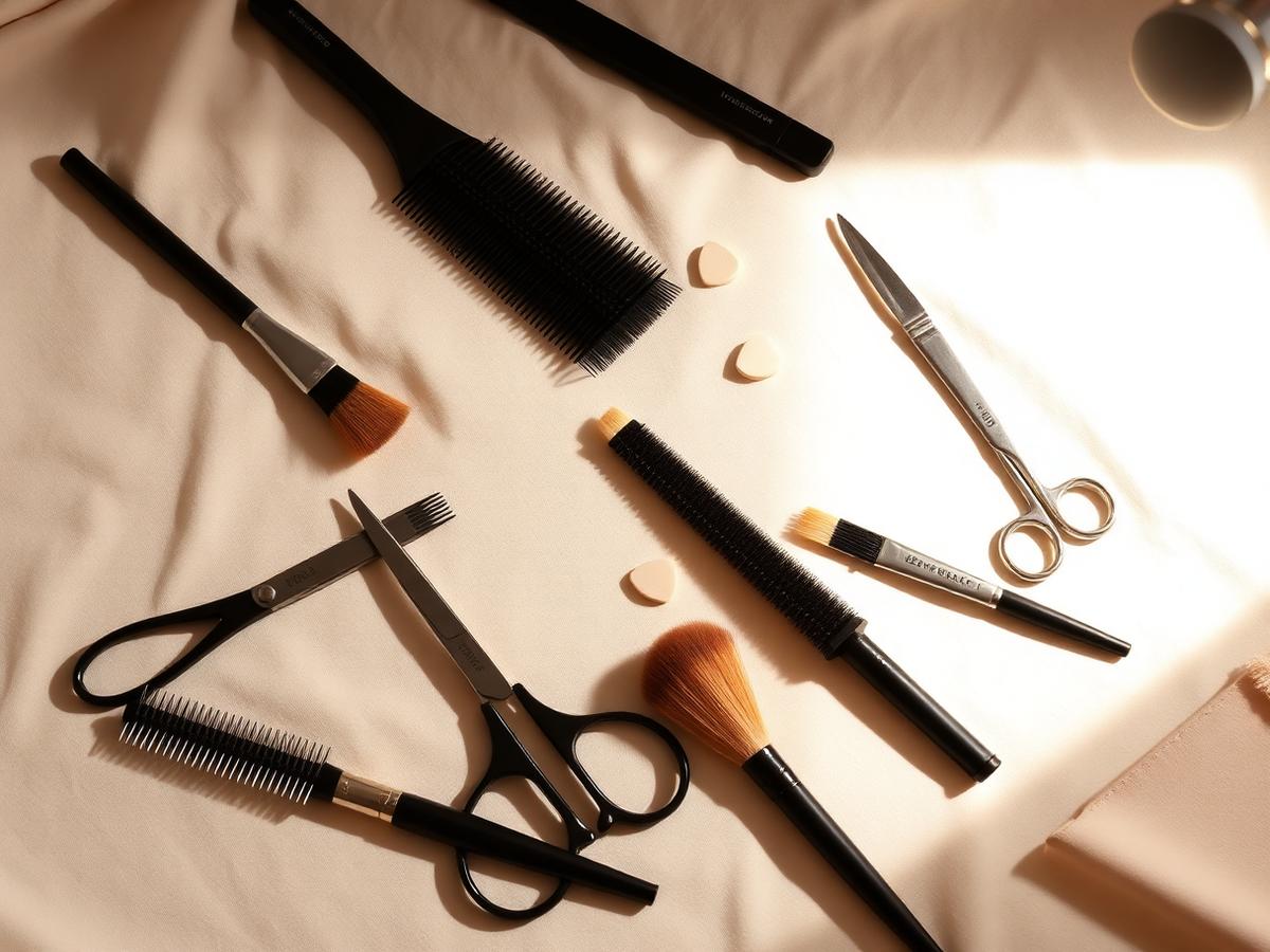 Salon styling tools flatlay